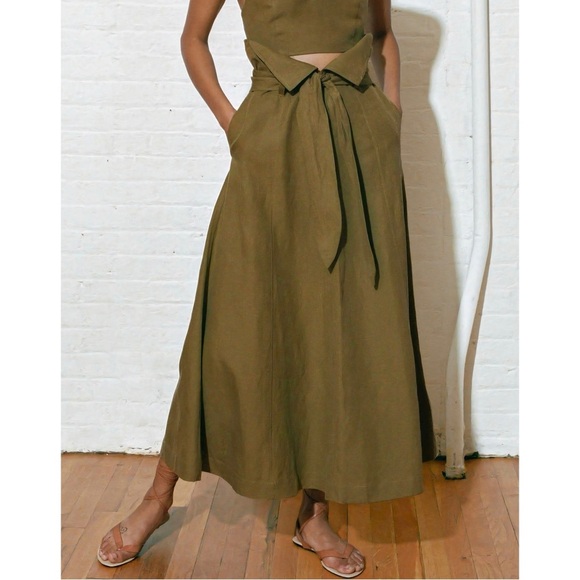 Mara Hoffman Midi Linen-Blend Anna Paper-Bag Skirt - Picture 3 of 8